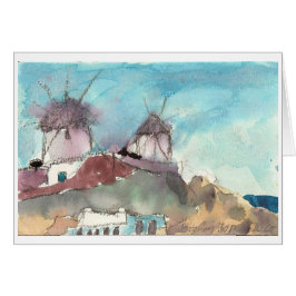 "Mykonos Windmills"-waterverf