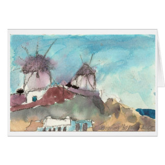 "Mykonos Windmills"-waterverf