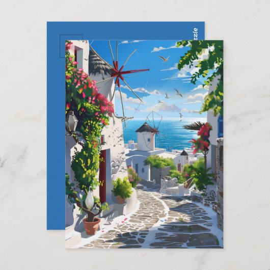 Mykonos Zee Uitzicht Street Briefkaart (Voorkant / Achterkant)