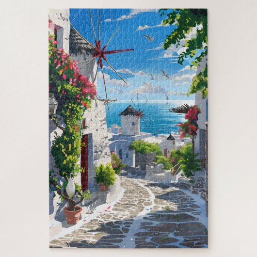 Mykonos Zee Uitzicht Street Legpuzzel (Verticaal)