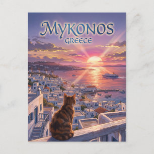 Mykonos Zonsondergang Kust Griekenland Briefkaart