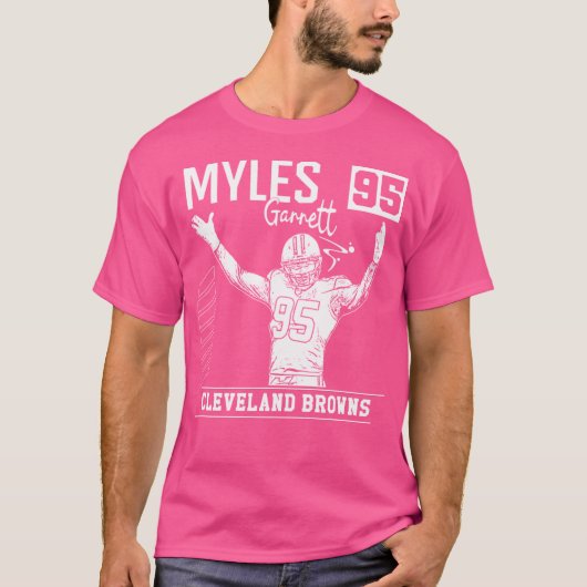 Myles Garrett Cleveland Browns Witte Retro T-shirt (Voorkant)