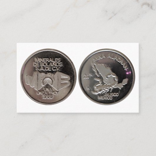 Myna Alacran Jalisco Mexico Silver Coin Visitekaartje (Voorkant)