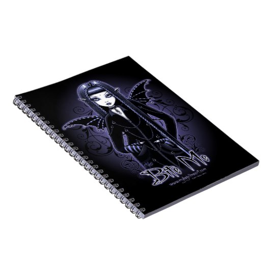 "Myna" Gothic Blue Bite Me Vampire Fae-laptop Notitieboek (Rechterzijde)