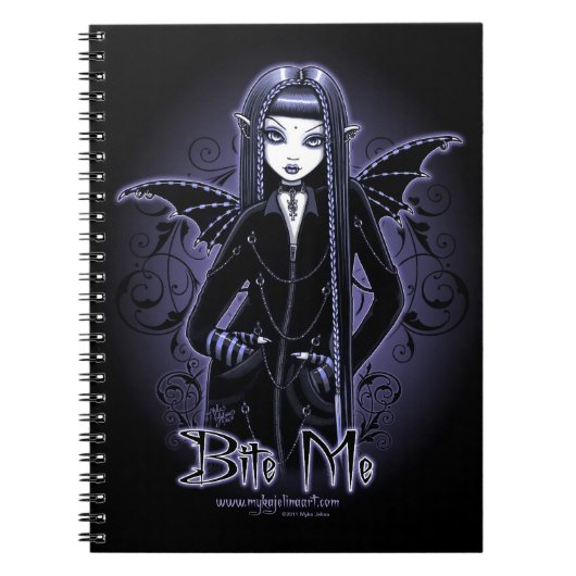 "Myna" Gothic Blue Bite Me Vampire Fae-laptop Notitieboek (Voorkant)