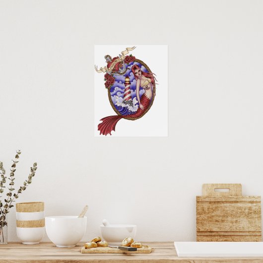 Myna - Tattoo Mermaid Poster (Keuken)