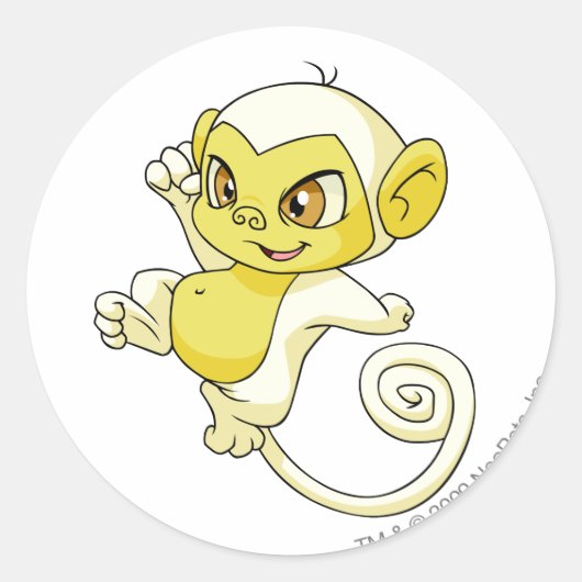 Mynci White Ronde Sticker (Voorkant)