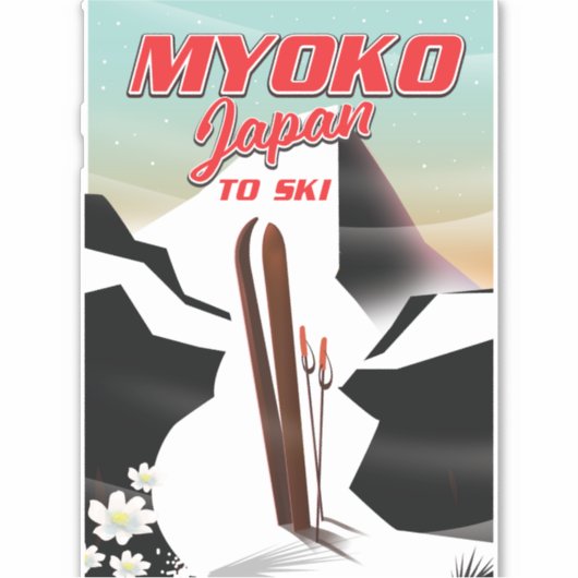 myoko japan ski poster sticker (Voorkant)