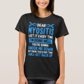 Myositis Bewustheid Maand Blauwe Myositis Ribbon T-shirt (Voorkant)