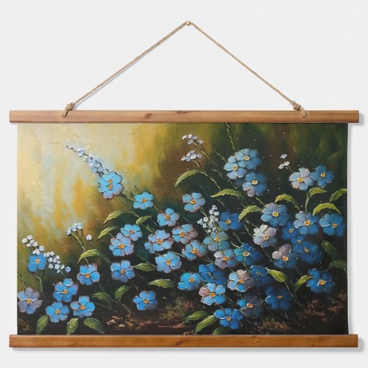Myosotis Flowers Oil Painting Hangend Wandkleed (Voorkant)
