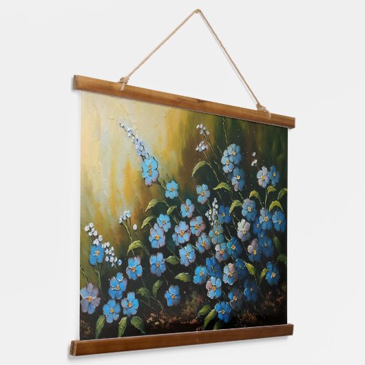 Myosotis Flowers Oil Painting Hangend Wandkleed (Gebogen)