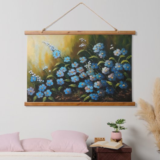 Myosotis Flowers Oil Painting Hangend Wandkleed (Slaapkamer)