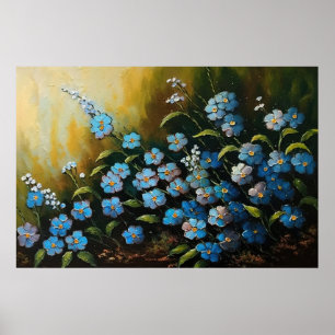 Myosotis Flowers Oil Painting Poster