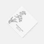 Myosotis Wildflower Vergeet me-me-niet Boho Black Servet (Hoek)