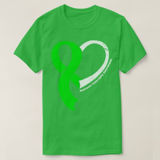 Myotone Dystrofie Bewustzijn Hoop Liefde Hart Ribb T-shirt (Design voorkant)