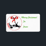 Myotonic Goat Christmas Gift Label Sticker<br><div class="desc">Merry Christmas Myotonic Goat (flauwvallende geit) t cadeau label om op je cadeaus te plakken - aanpasbare tekst,  zodat je het kunt veranderen als je wilt -</div>