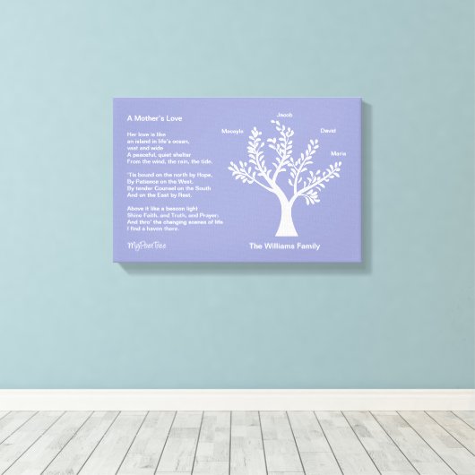 MyPoetTree, stamboom met gedicht voor mama Canvas Afdruk (Insitu (Houten vloer))