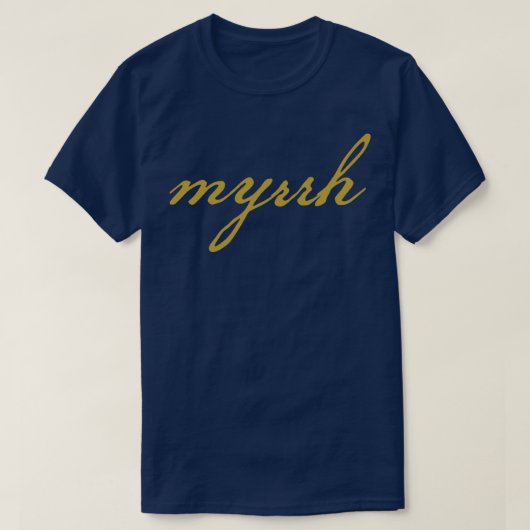 Myrh Kerstmis Minimale Typografie Gold Scrip T-shirt (Design voorkant)