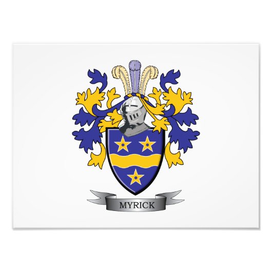 Myrick Family Crest Coat of Arms Foto Afdruk (Voorkant)