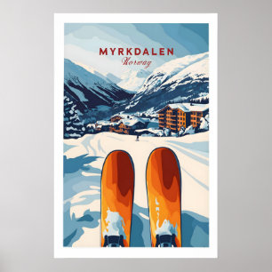 Myrkdalen Noorwegen Print - Skigebied Kunst Winter