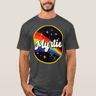 Myrtie regenboog in ruimte stijl t-shirt