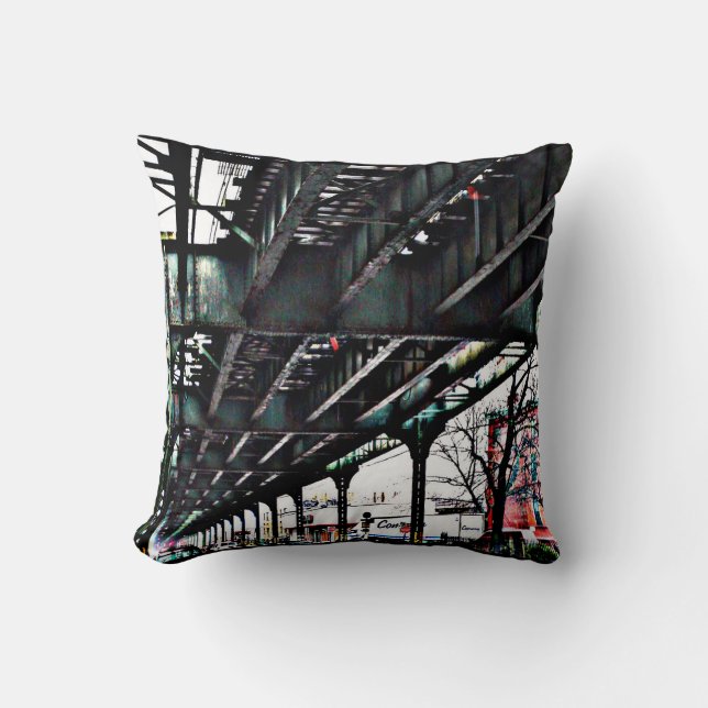 MYRTLE AVE SUBWATERLIJN - BROOKLYN NEW YORK PILLOW KUSSEN (Voorkant)