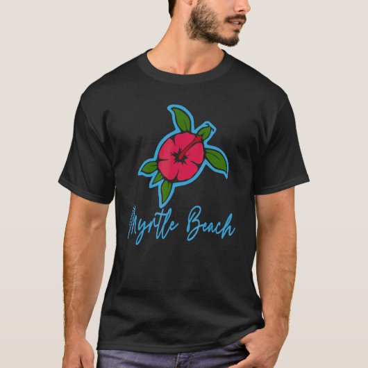 Myrtle Beach 2022 Zee Turtle Tropical Flowers Vaca T-shirt (Voorkant)