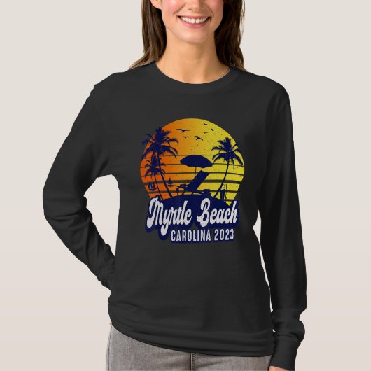Myrtle Beach 2023 Carolina Sunset Beach Retro T-shirt (Voorkant)
