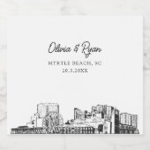 Myrtle Beach bruiloft gepersonaliseerde champagne Sparkling Wijnetiket (Enkel label)