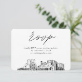 Myrtle Beach Bruiloft Minimalistische schets RSVP Informatiekaartje (Staand voorkant)