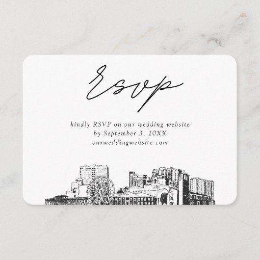 Myrtle Beach Bruiloft Minimalistische schets RSVP Informatiekaartje (Voorkant)