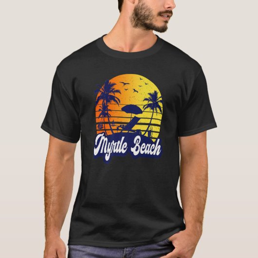 Myrtle Beach Carolina Sunset Beach Retro Premium T-shirt (Voorkant)