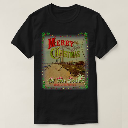 MYRTLE BEACH CHRISTMAS BIJ BEACH  ART ON T-SHIRT (Design voorkant)