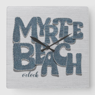 Myrtle Beach Denim Letter Vierkante Klok