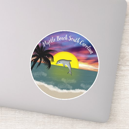 Myrtle Beach Dolphin Sunset Sticker (Detail)