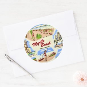 Myrtle Beach Locaties Ronde Sticker
