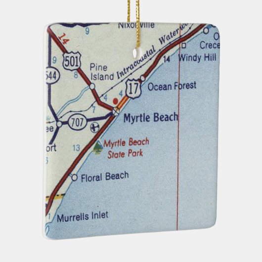 Myrtle Beach  Map Keramisch Ornament (Rechts)