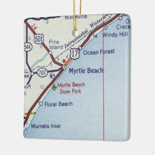 Myrtle Beach  Map Keramisch Ornament (Links)
