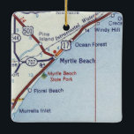 Myrtle Beach  Map Keramisch Ornament<br><div class="desc">kerstversiering voor Myrtle Beach South Carolina met een  routekaart.</div>