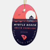 Myrtle Beach Pier SC Retro Sunset Souvenirs 60s Keramisch Ornament (Links)