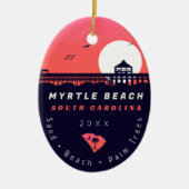 Myrtle Beach Pier SC Retro Sunset Souvenirs 60s Keramisch Ornament (Voorkant)