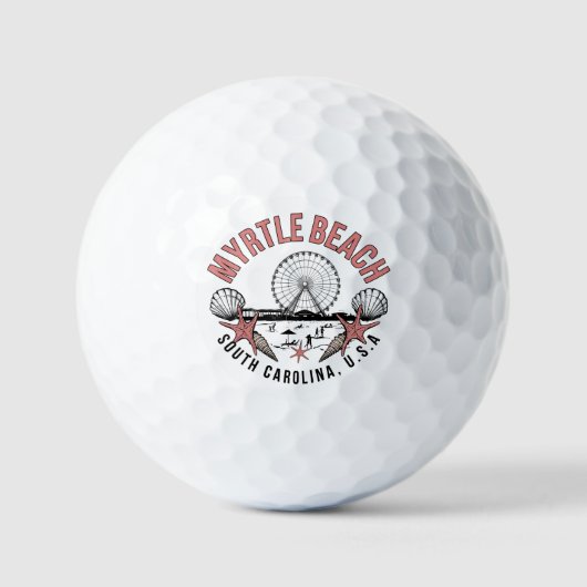 Myrtle Beach Retro Vignette Golfballen (Voorkant)