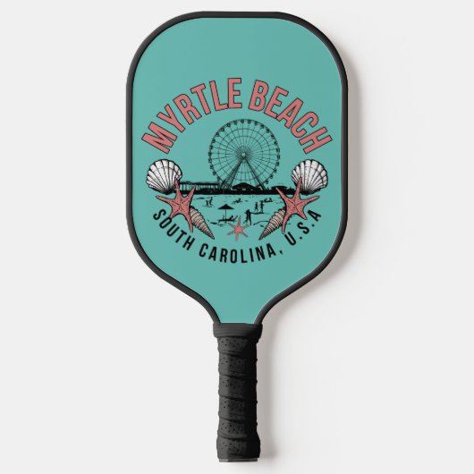 Myrtle Beach Retro Vignette Pickleball Paddle (Voorkant)