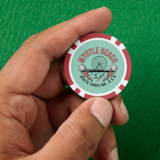 Myrtle Beach Retro Vignette Poker Chips (Hand)