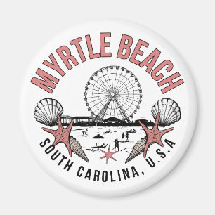 Myrtle Beach Retro Vignette Ronde magneet