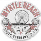 Myrtle Beach Retro Vignette Vinyl Decal Sticker (Voorkant)