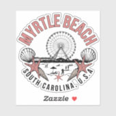 Myrtle Beach Retro Vignette Vinyl Decal Sticker (Vel)