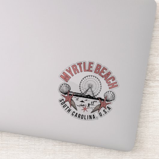 Myrtle Beach Retro Vignette Vinyl Decal Sticker (Detail)