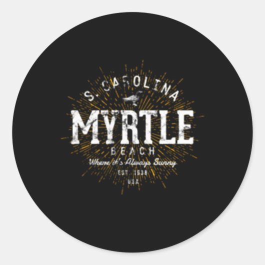 Myrtle Beach Ronde Sticker (Voorkant)