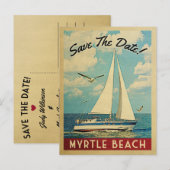 Myrtle Beach Save the Date Sailboat Nautical Aankondigingskaart (Voorkant / Achterkant)